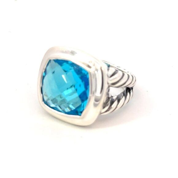 David Yurman Blue Topaz Ring Size 7 Sterling Silver Estate DY599 - Picture 7 of 7